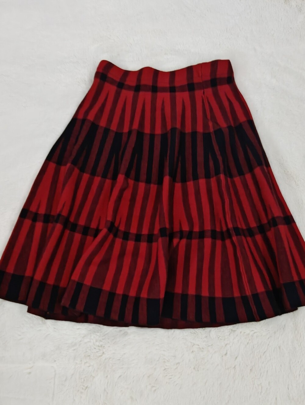 Sioni Red and Black Striped Circle Skirt